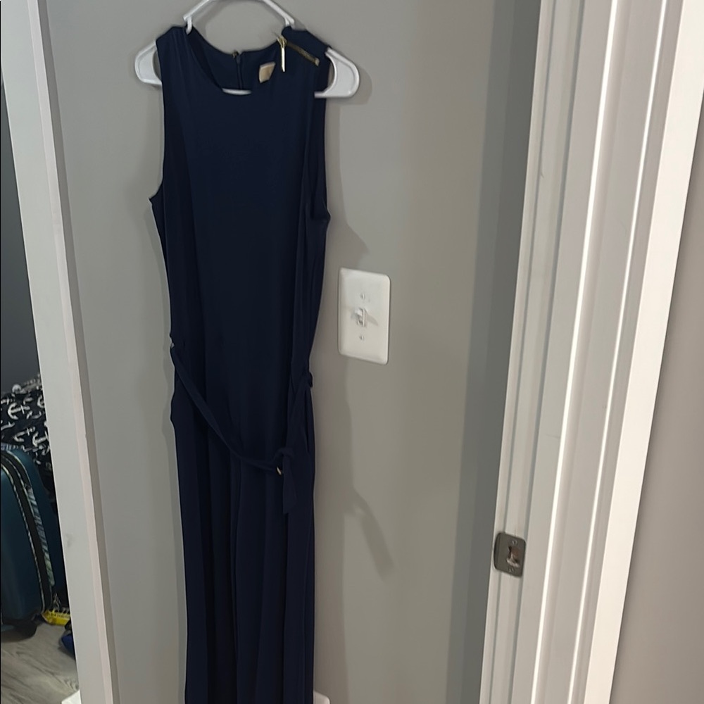 MICHAEL Michael Kors Navy Blue Jumpsuit with Gold Zipper